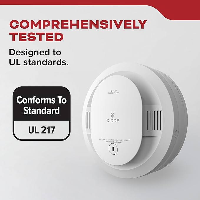 Kidde Smoke Detector, 10-Year Battery Powered, Voice Alerts, LED Warning Light Indicators, 20SD10-V