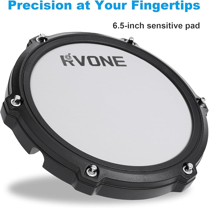 RVONE Electric Drum Set with Kick Hammer Pedal, Electronic Drum Kit for Kids Adult Beginner with 150 Sounds, 10" Cymbals, 4 Quiet Mesh Pads, all-in-one drum set with Throne, Headphones, Sticks