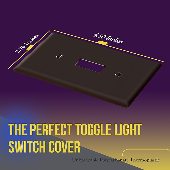 ENERLITES Toggle Light Switch Wall Plate, Gloss Finish, Standard Size 1-Gang 4.50" x 2.76", Unbreakable Polycarbonate Thermoplastic, 8811-BR-10PCS, Brown (10 Pack)