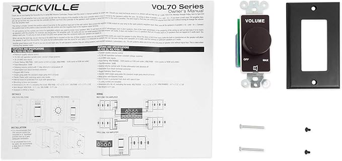 Rockville VOL70100 100 Watt Wall Volume Control 70V, 11-Step Attenuation, Euro-Block Connector, Dust-Protected, Perfect for Commercial Audio Systems
