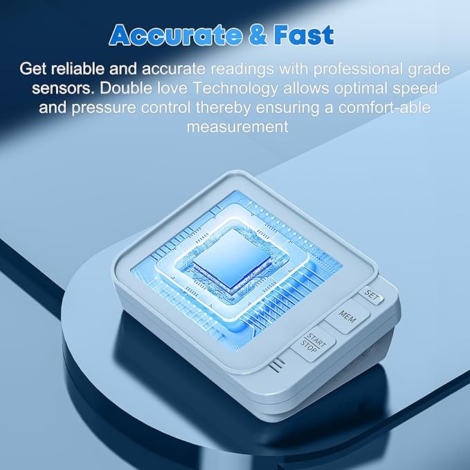 Double love Blood Pressure Monitors for Home Use with 2 Size Cuff (8.7-16.5'' & 15-21.7'' Extra Large Blood Pressure Cuff), 2x120 Memory, with USB Cable and 4 aa Batteries(Blue)