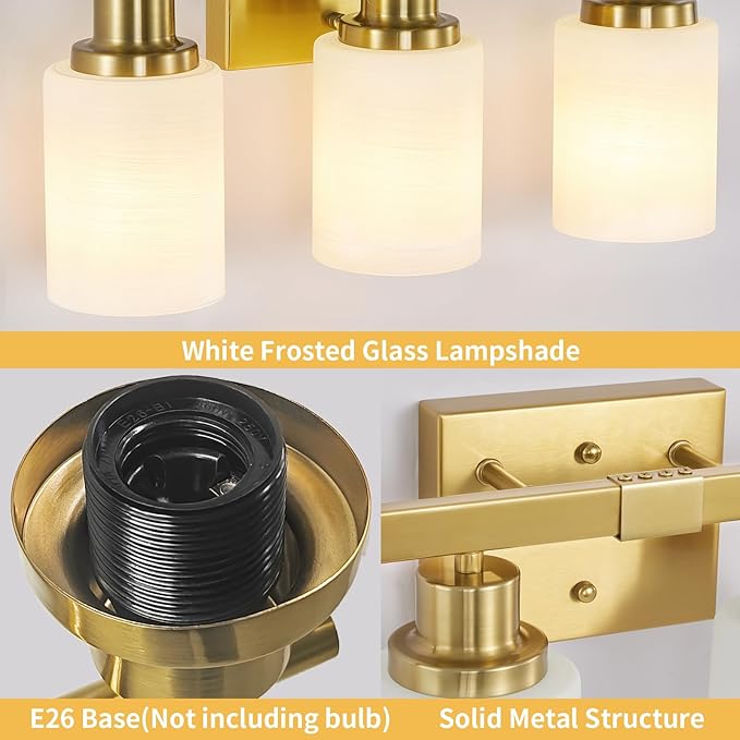 DIKAIDA 6 Light Gold Bathroom Vanity Light, Gold Bathroom Light Fixtures, 38" Modern Brushed Gold Vanity Lighting Fixtures for Bathroom Over Mirror, Gold Sconces Wall Lighting for Bedroom Living Room