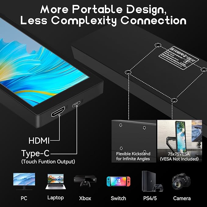 8.8 Inch Small Touchscreen Monitor, PC Temperature Display, PC Sensor Panel Display, IPS USB Mini Screen for Raspberry Pi, AIDA64 CPU RAM Data Temperature Monitor for ARGB Computer Case