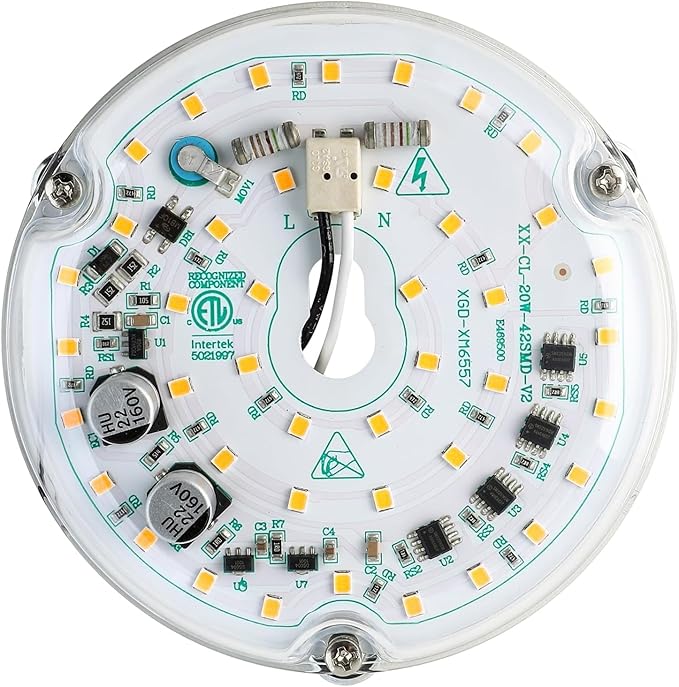 HAOLEDI 4'' 20W LED Ceiling Fan Light Retrofit Kit, Ceiling Light Replacement Module Board, White 5000K 2400LM, 120V, ETL CRI90