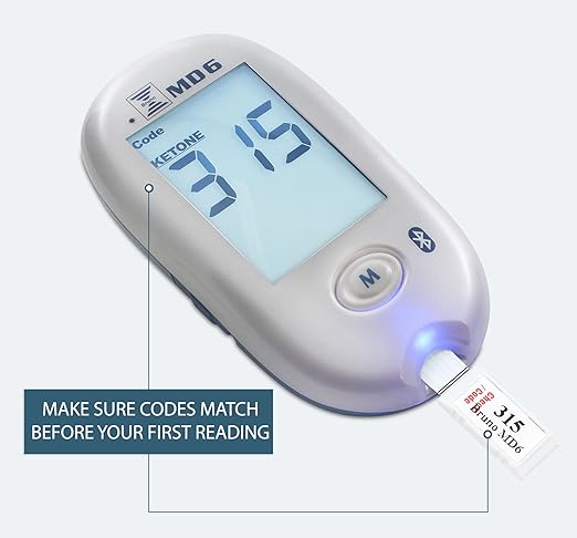 Bruno MD6 Blood Ketone & Glucose Monitoring System | Track Your Ketones & Ketogenic Diet Progress | Ketosis Test Kit with Lancing Device, 10 Keto Strips + 50 Lancets