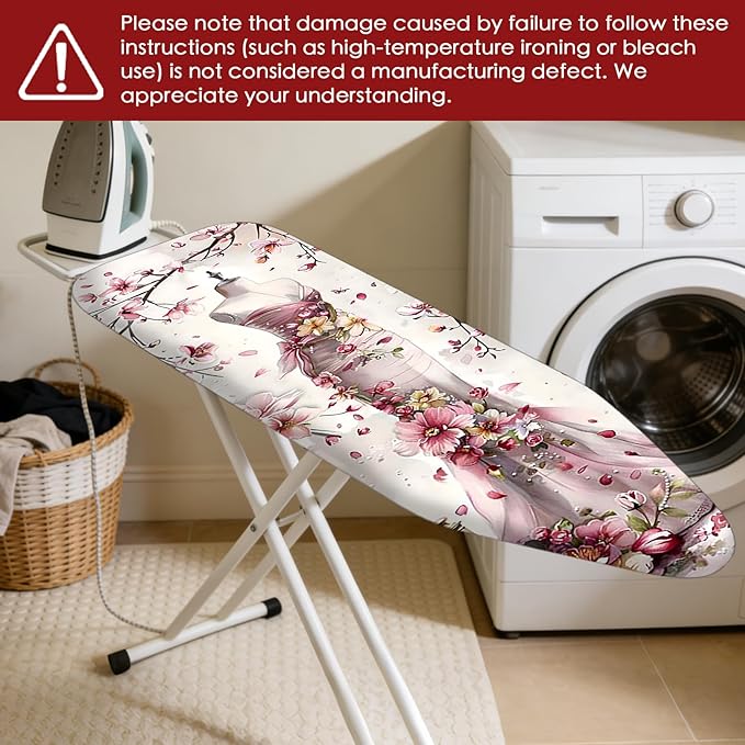 Nuxovilar Ironing Board Cover Needle Cotton 15x54 Inches | Ironing Board Cover and Pad Floral Dress Form Needle Cotton for Craft Room, Laundry Area, Home
