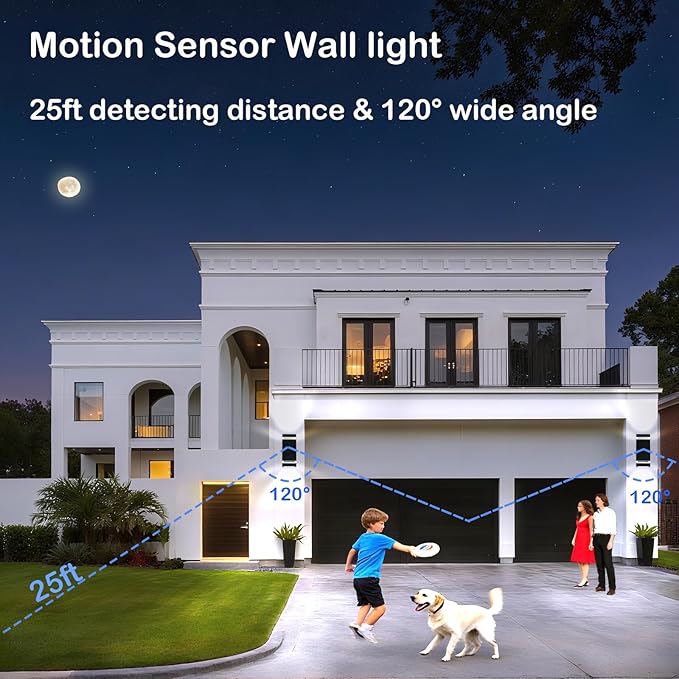 iYogaled Dusk to Dawn Motion Sensor Porch Light with 3 Lighting Modes, Modern Up Down Wall Sconce with GU10 Bulbs, Heavy Aluminum Exterior Light Fixtures for Entryway, Patio, Garage,ETL Listed