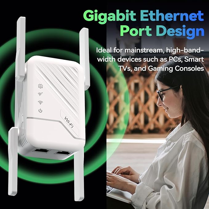 2026 Best WiFi Extender Signal Booster, Internet Extender Covers Up to 13389 Sq.ft for Home, Long Range WiFi Repeater with Ethernet Port, Wireless Router Amplifier Easy Setup,Wide Compatibility