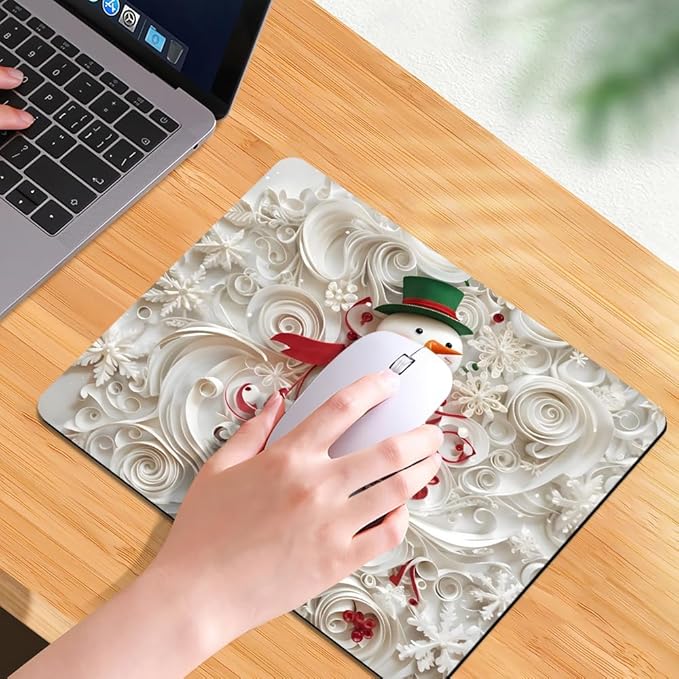 Christmas in The Snow Square Mouse pad, Texture, Waterproof, Anti Slip Rubber Base, Computer Mouse pad, Laptop Mouse pad