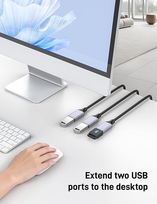 KAYQINHO 6.6FT USB A Male to 3 Female Cable, USB Splitter Cable for Mac, Xbox, Laptop, Tablet, Smartphone Data Transmission, Card Reader, Keyboard, PS4, PS5, Mouse. ﻿