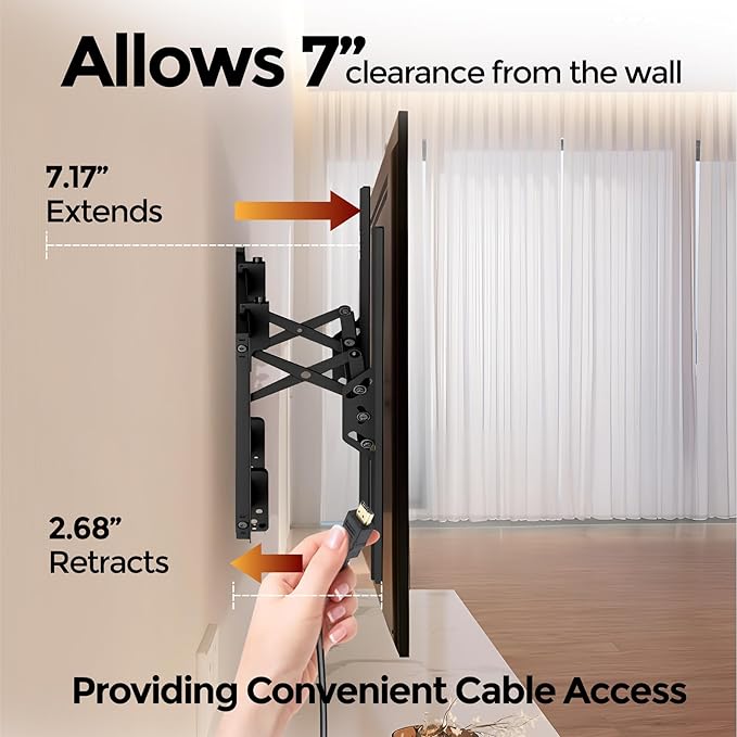 ynVISION.DESIGN Tilt TV Wall Mount for Large TVs 55-105 in | Tilt & Swivel | Pulls Out 7in for Easy Access | Max VESA 1000x600 mm & 176 lbs | Designed to hit 3 Studs | Anti-Theft & Slides to Center