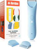 MERIDIAN Slimmer Trimmer – Electric Bikini Line & Pubic Hair Trimmer for Women, Body Hair Groomer for Intimate Areas, Legs & Underarms, Waterproof & Rechargeable, Sky