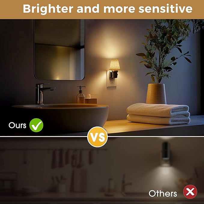 L LOHAS LED Night Lights Plug into Wall, 2 Pack Linen Fabric Round Platform Decor Night Light, Dusk to Dawn Sensor Vintage Nightlight, 0-100LM Dimmable, for Bedroom Living Room Hallway