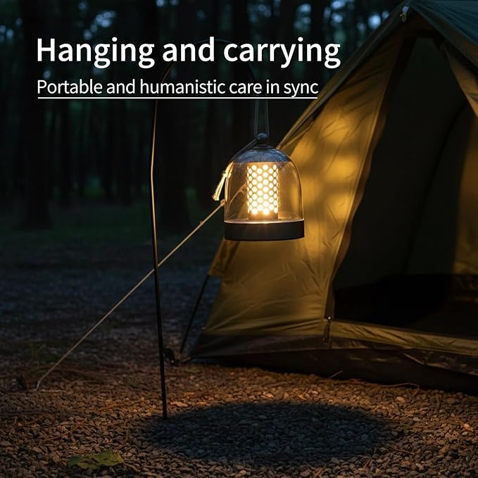MKLK Camping Lantern, IPX4 Waterproof Touch Control LED Night Light, USB Rechargeable & Long Lasting Battery, Portable Hanging Tent Lamp for Outdoor Camping Hiking Backpacking,Silver Gray