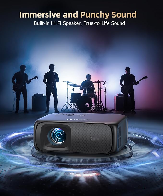 [1500ANSI/ Google TV] Smart Projector with WiFi and Bluetooth, SOPYOU Portable Outdoor Projector 4K Support, Auto Focus & Keystone, Built-in Apps, Indoor Home Theater with 360° Rotatable Stand