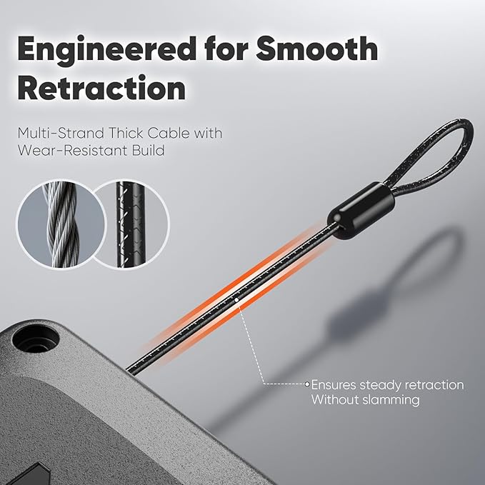 EKZ Retractable Cable Automatic Door Closer – Fits Sliding Glass, Screen, Single & Double Doors – Strong 3.3 lb Spring Tension, Punch-Free Easy Install for Entry, Bathroom, Bedroom, Study (2 Pack)