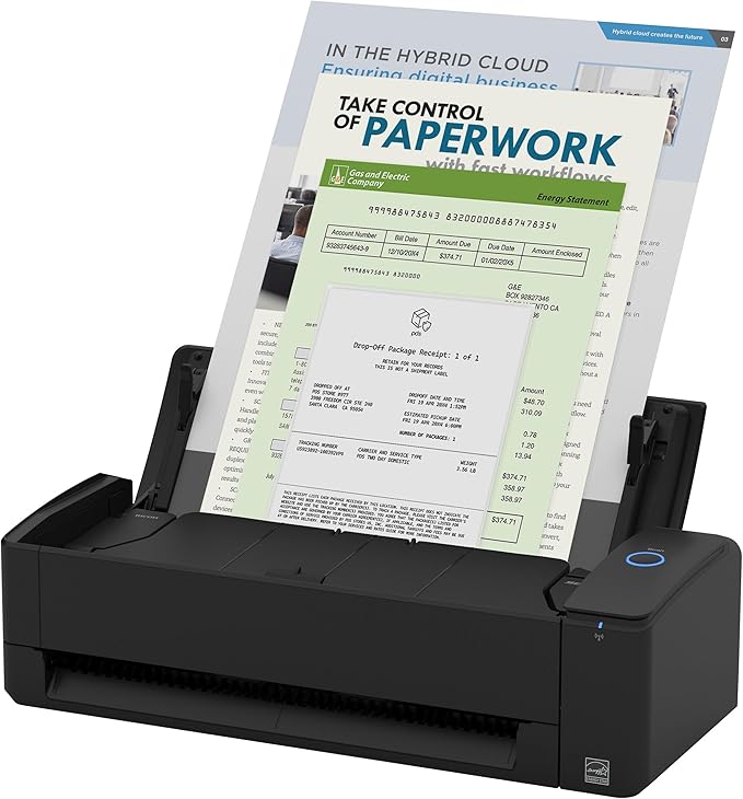 ScanSnap iX1300 Deluxe Compact Wireless or USB Double-Sided Color Document, Photo & Receipt Scanner with Auto Document Feeder and Manual Feeder for Mac or PC