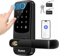 Aceele Keyless Entry Fingerprint Smart Door Lock, Built-in Wi-Fi, Electronic Lock for Front Door with Touch Digital Keypad and Handle, Automatic Door Knob for Apartment/Home/Bedroom(Black)