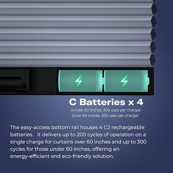 THIRDREALITY ZigBee Smart Blind Gen2, Motorized 100% Blackout Window Shades with Remote, Cordless Honeycomb Blinds, Automatic Height, C2 Rechargeable Batteries Powered, 43" W x 74" H Beige/White
