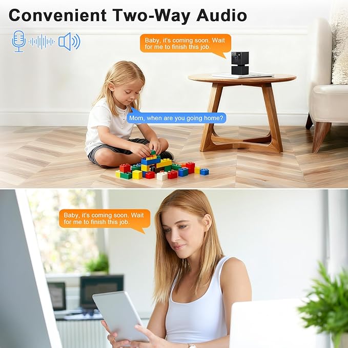 Indoor Camera - 5G&2.4G WiFi Camera for Home Security,2K Security Cameras for Dog/Pet/Baby Monitor, 360°Pan/Tilt,2-Way Audio, AI Motion Tracking,24/7 Recording,911 Alert,Color Night Vision (2PCS)