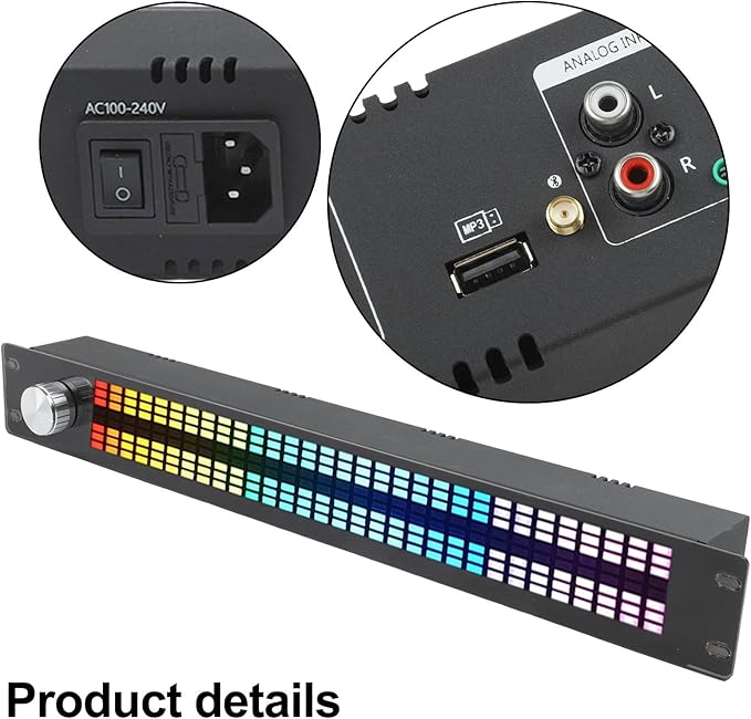 31-BMusic Spectrum Display Equalizer with Dual-Channel 15-BDSP Processing Full Color AGC Display Noise Reduction Remote Control 96kHz Sampling for Stage KTV Home Bar