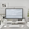 ROCDEER Bamboo Monitor Stand Riser with Acrylic Legs for Desk, 31.5 Inches Desktop Shelf Supports for PC Computer Monitor, Laptops, Printer, Speakers (White)
