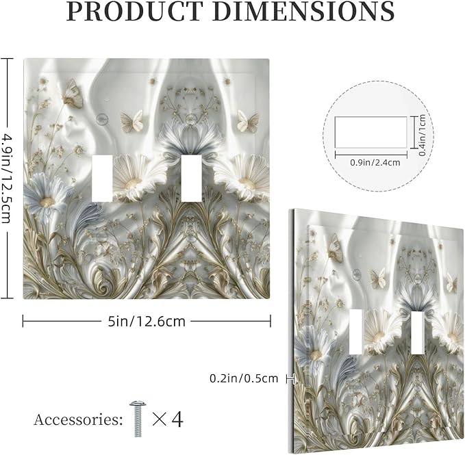 Bvtewkhz Boho Floral Wild Flower 2 Gang Double Toggle Decorative Light Switch Covers Electrical Faceplate Switch Plates for Bathroom Kitchen Home