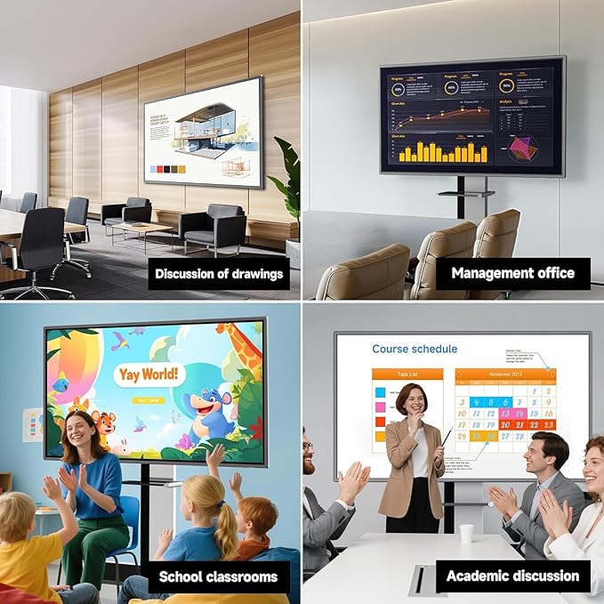 55 Inch Smart Board, Interactive Whiteboard, 4K UHD Touch Screen Digital Board, Digital Electronic Smartboard for Classroom,Office & Conference Rooms,Open App Ecosystem(Board & Wall Mount Only)