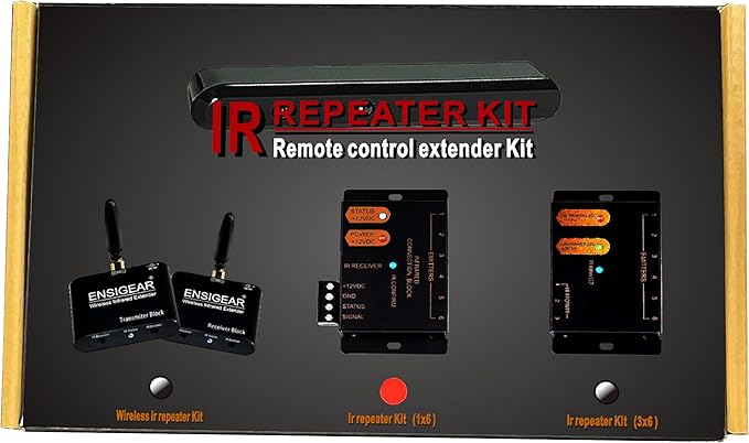ENSIGEAR IR Repeater Kit, ir Repeater System, IR Remote Control Extender,Control 1 to 18Devices.Supports up to 100 Feet, Dual Sensors Receiver