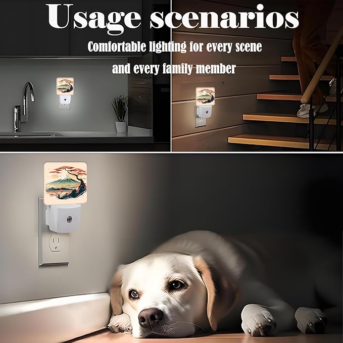 FSHVQKD Mount Fuji Night Light,Plug-in Night Lights with Dusk to Dawn Sensor for Stairway,Hallway,Bedroom Sleep Friendly Ideal for Women/Girls/Boys Gift,0.5w