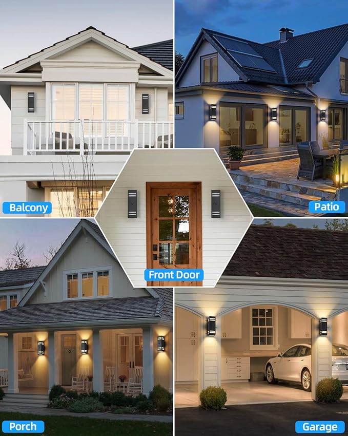Zinola Motion Sensor Outdoor Lights, Modern Outdoor Wall Lights with E26 Base, Black Motion Detector Lights for Outside, Waterproof Sconce Exterior Lights for House Porch Front Door, Bulbs Included