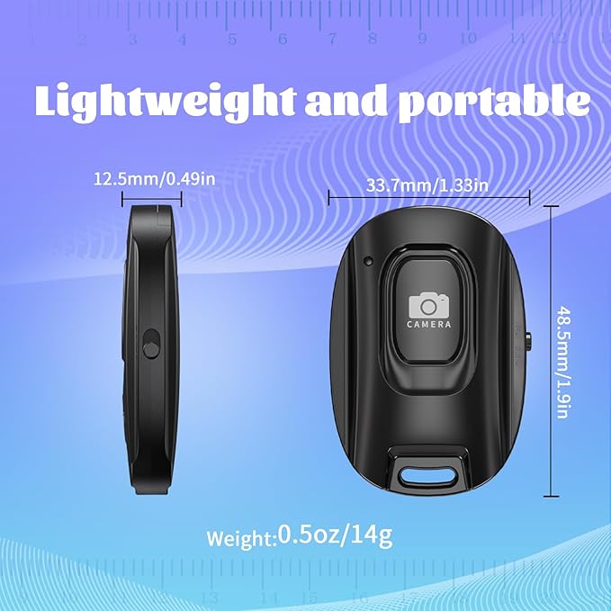 VYVIYON Bluetooth Camera Remote Shutter for iPhone and Android Smartphones, Rechargeable Wireless Phone Remote Control,Selfie Button for Photos and Videos, Charging Cable Included-Black