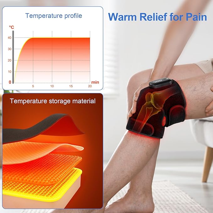 PEEWF Wireless Red Light Therapy for Knee Pain Relief – 660nm Red & 880nm Infrared Heating Pad for Arthritis, Joint & Muscle Pain – Adjustable Fit, Ideal for Seniors & Home Use