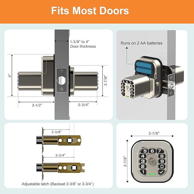 Richelock IU52 Double-Sided Keypad Door Lock, All-Weather, Fully Waterproof Keyless Entry with Dual-Sided Programmable Codes, Same Key Both Sides for Outdoor, Indoor, Gate & Fence