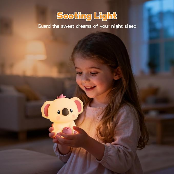 ICARER FAMILY Baby Night Light with Touch Sensor, Koala Rechargeable Nursery Lamp for Kids Room, Dimmable Soft LED Nightlight for Breastfeeding, Bedside, Sleep Aid (Koala)