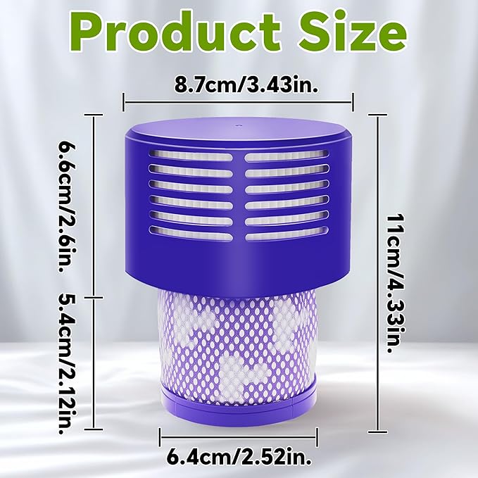 3 Packs V10 Vacuum Filter Replacement for Dyson Cyclone Series, V10 Animal, V10 Absolute, V10 Motorhead, V10 Total Clean, SV12 Series Vacuum Cleaner, Replace Part 969082-01