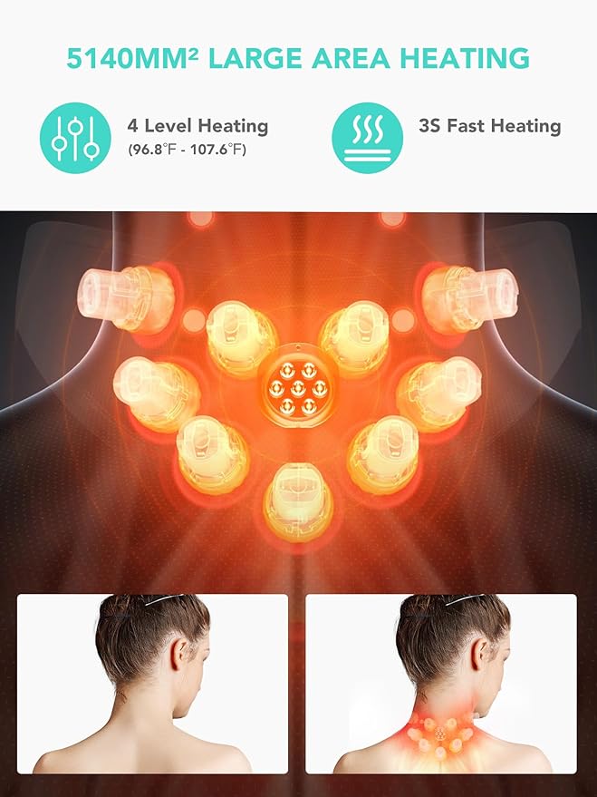 SKG Foldable Neck Massager for Pain Relief Deep Tissue Vibration Cordless Travel Massager,Portable 9D Neck Massager for Office Home Car Birthday Gifts for Men Women Dad Mom Grandpa