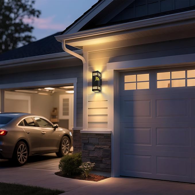 MZLITI Dusk to Dawn Outdoor Wall Light 2 Pack, Modern Exterior Lighting Fixtures for House, Black Outdoor Sconce Lights with LED Bulbs, Up Down Lights, Outside Garage Lights for House, Porch, Door