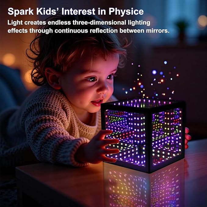 Heepulor Infinity Hyper Cube LED Light LED Controller with Stand & Controller, Built-in 10 Mode Children Lamp - Cool & Creative Multicolor Decorative Mirror Art Desk Night Light (4Inchs Without APP)