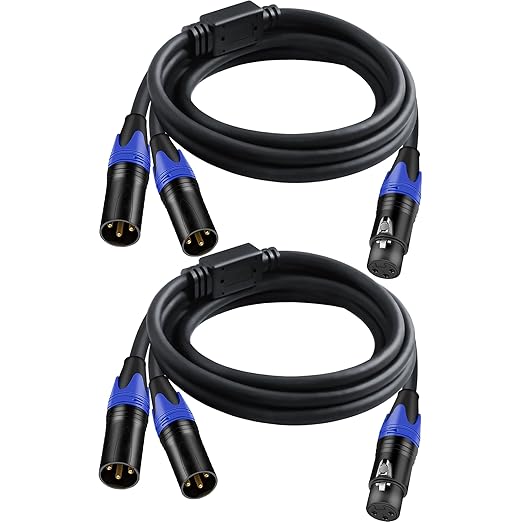 Seefeful XLR Splitter Cable, 1 XLR Female to 2 Male Patch Y Cable Balanced Microphone Splitter Cord Audio Adaptor (5FT-2pack)