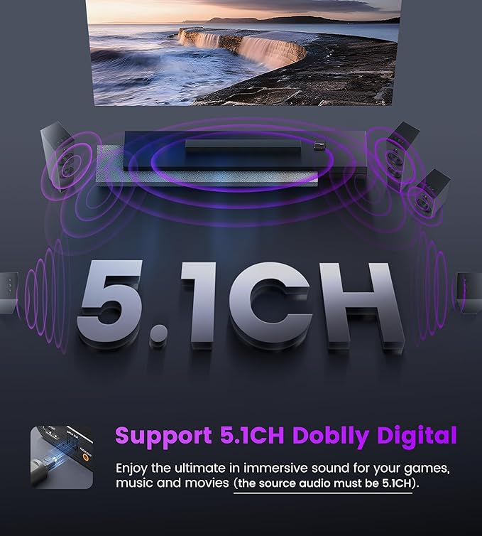 avedio links HDMI ARC/eARC Audio Extractor Converter 8K@60Hz 4K@120Hz, HDMI to Optical SPDIF + 3.5mm AUX Jack Stereo Audio Adapter Converter Splitter Inserter Support HDCP2.3 Digital PCM DTS 5.1