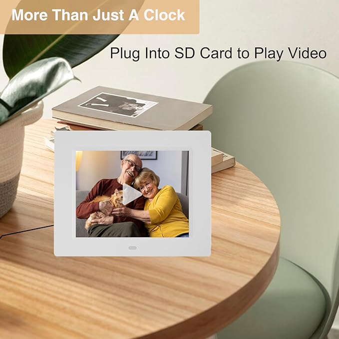 LaMi Products 8 Inch Dementia Clock for Seniors - Extra Large Display Digital Day & Date Clock with 5 Alarms + 3 Medication Reminders, Auto-Dimmable - White Wall Clock for Elderly Bedroom