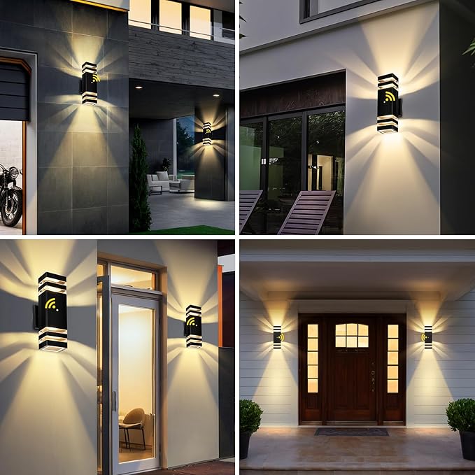 MZLITI Exterior Lighting Fixtures Dusk to Dawn 2 Pack, 3000K Warm White Outdoor Wall Lights, Up and Down Porch Lights, Waterproof Outdoor Lights for House Porch Patio