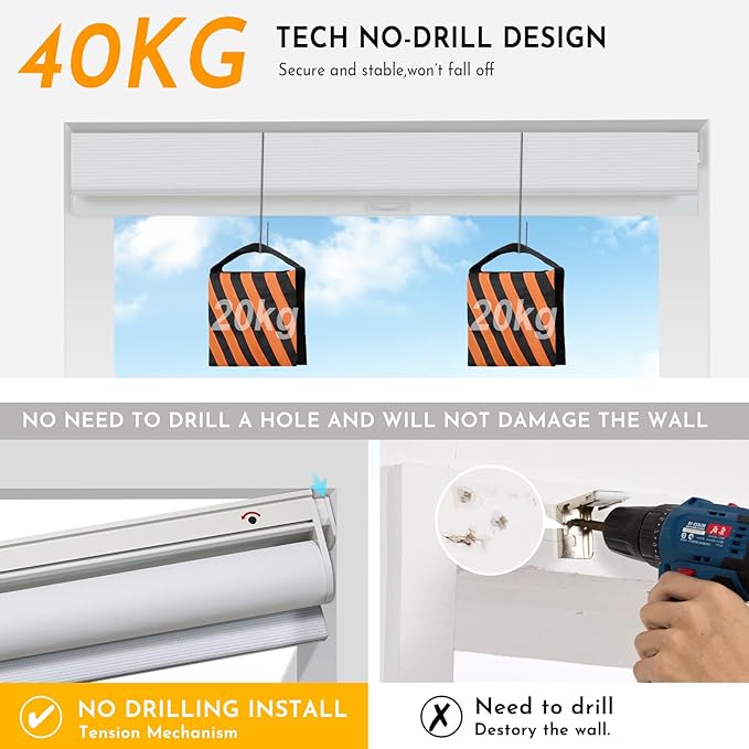 Persilux Smart Motorized Blinds with Remote, No Drill Automatic Roller Shades for Indoor Windows, Blackout Linen Fabric, Electric Blinds for Windows, Weave Swan C162BO-1, Custom Size