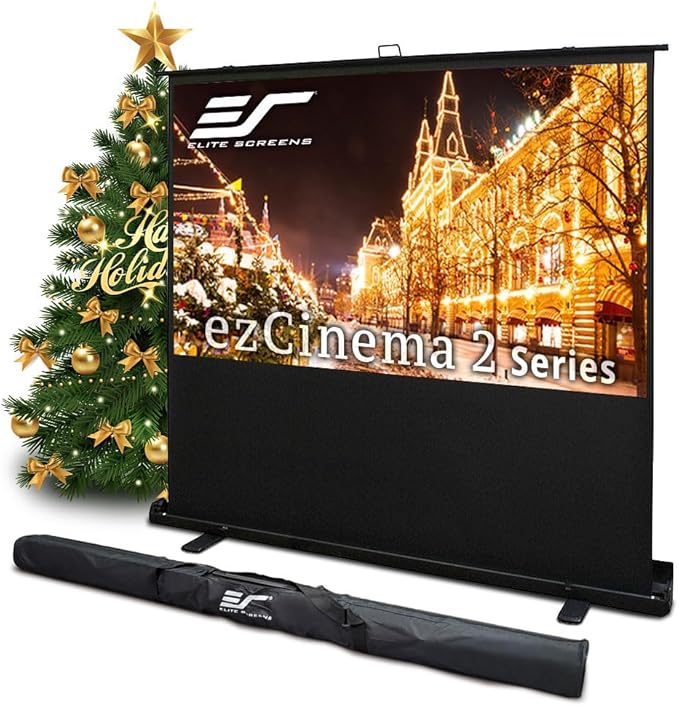 Elite Screens ezCinema 2, 70-inch 16:9, Manual Floor Pull Up Scissor Backed Projector Screen, Portable Home Theater Office Classroom Projection Carrying Bag, US Based Company 2-Year Warranty, F70XWH2