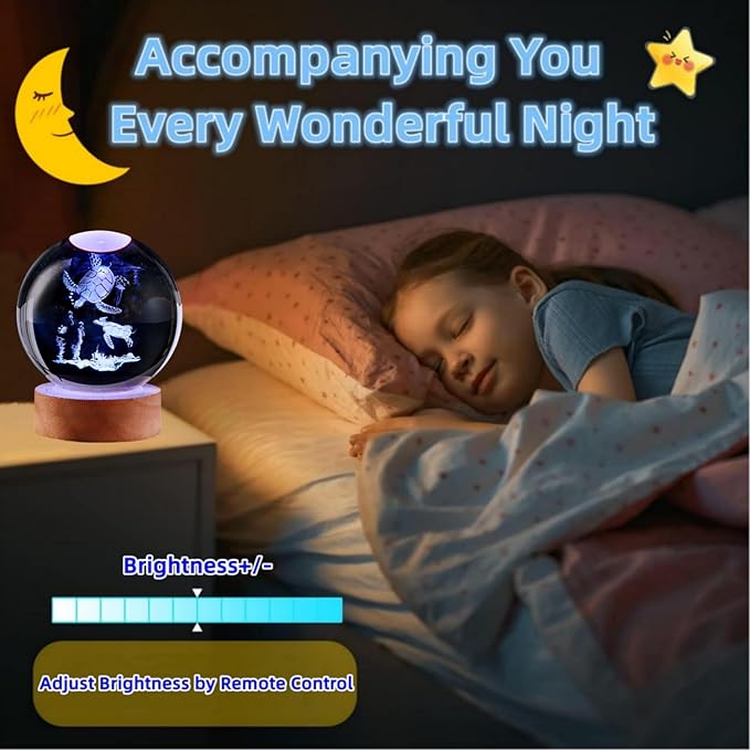sea Turtle Crystal Ball Lamp,Lifelike 3D Turtle Night Light,16 Colors Changing Light,Dimmable Remote Control, Underwater World lamp Gift (sea Turtle)