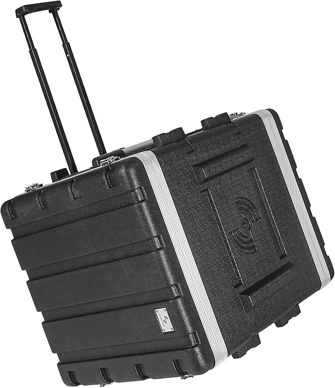 Sound Town Lightweight 10U PA DJ Rack/Road Case with 9U Rack Space, ABS Construction, 19” Depth, Retractable Handle, Wheels and Heavy-Duty Latches (STRC-A10UT)