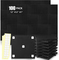 HWLIYUTAI 100 Pack Acoustic Panels 1 X 12 X 12 Inches - Acoustic Foam Studio Foam Wedges High Density Panels Soundproof Wedges Charcoal …
