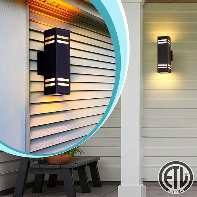iYogaled Up and Down Lights Outdoor Wall Light Fixtures, Aluminum Dusk to Dawn Outdoor Lighting Fixture, Modern Black Exterior Light Fixtures, Wall Mount Porch Light for House Front Door