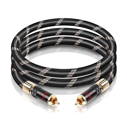 SKW Audiophiles Subwoofer Lock RCA Cable RCA to RCA Multiple Shield with Ultra-high Purity Copper Digital Coaxial Cable for HiFi Systems 6.5ft/2m